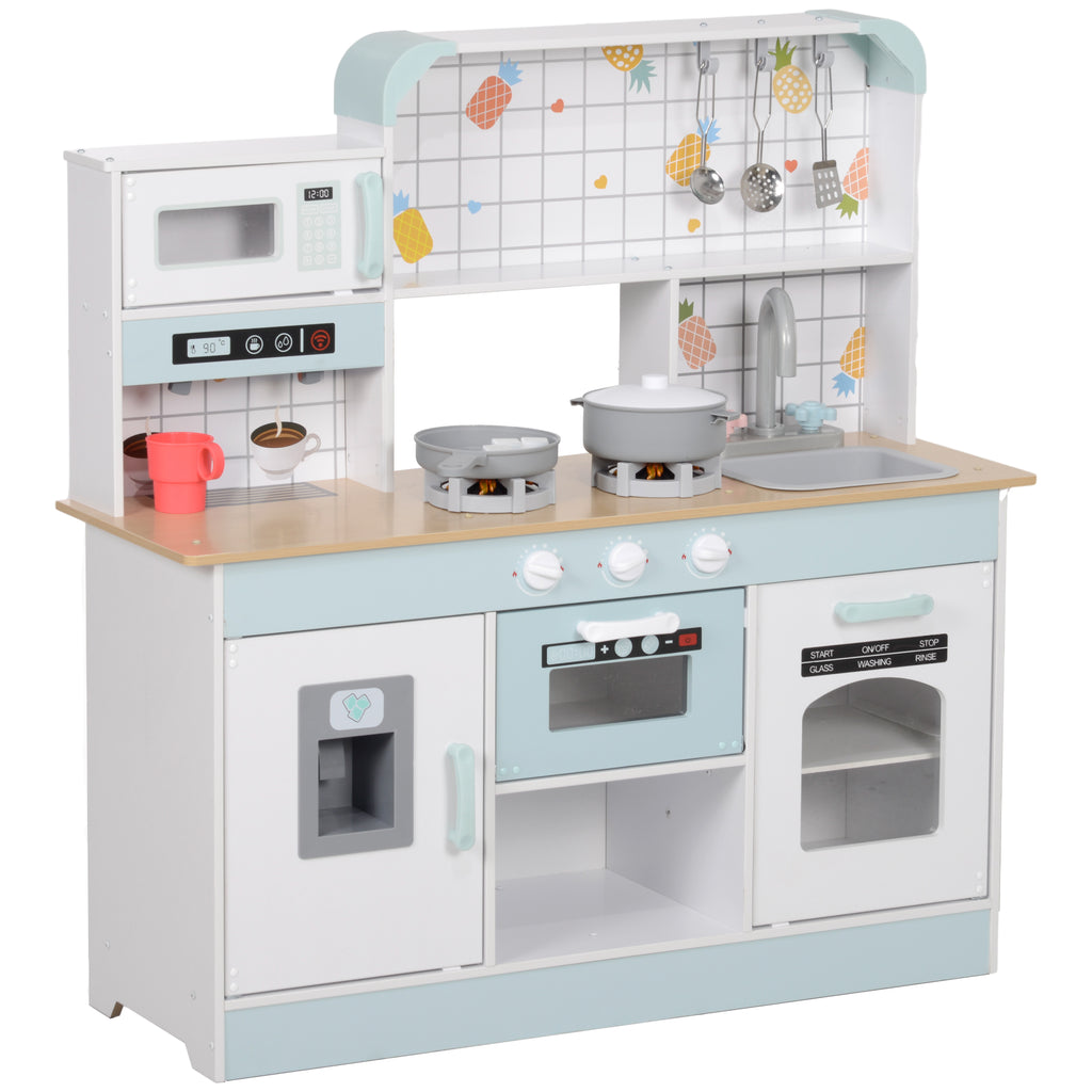 Cuisine enfant jouet d'imitation, dinette enfant avec lumières et sons réalistes, 88,6 x 31,7 x 90,4 cm, blanc