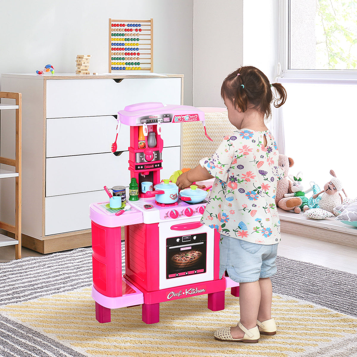 Cuisine pour Enfant Recettes Jeu d'imitation 38 Accessoires Inclus Sons et lumières polypropylène Rose