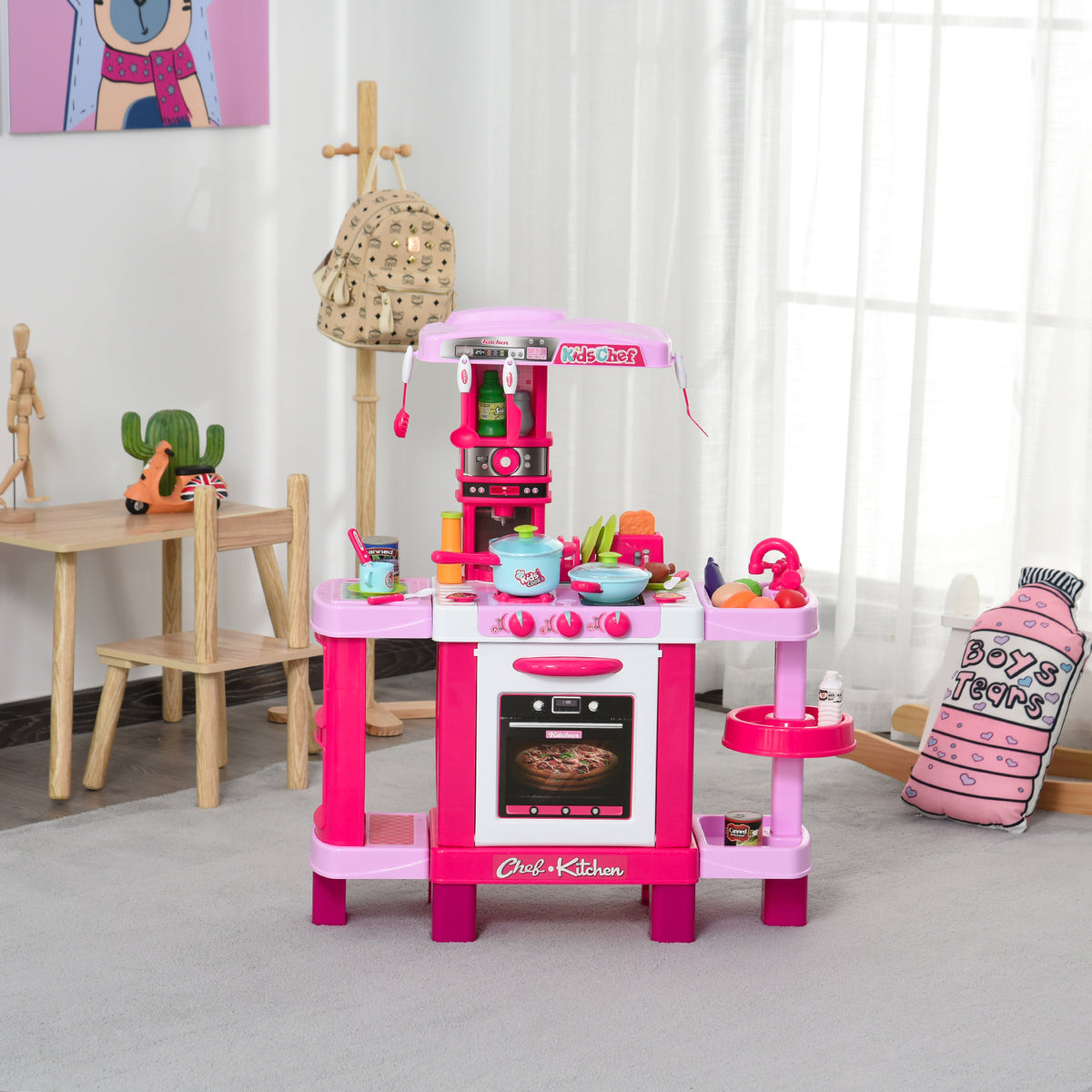 Cuisine pour Enfant Recettes Jeu d'imitation 38 Accessoires Inclus Sons et lumières polypropylène Rose