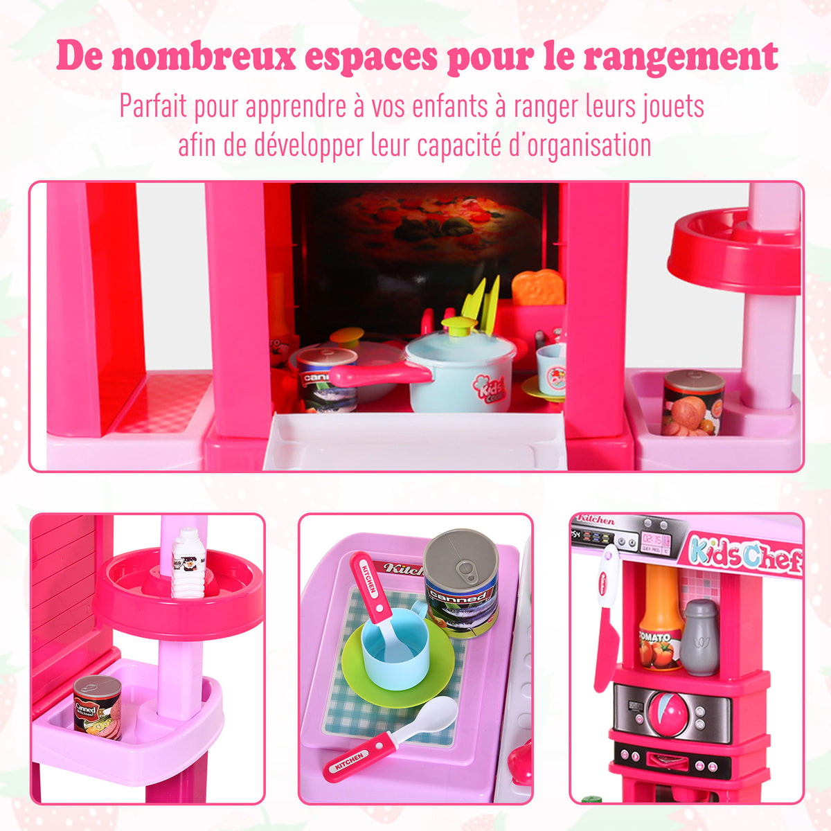 Cuisine pour Enfant Recettes Jeu d'imitation 38 Accessoires Inclus Sons et lumières polypropylène Rose